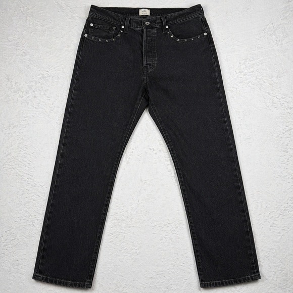 Levi's Denim - Levi's 501 Original Studded Jeans Black Y2K Alt Punk Grunge Straight Leg W31 L30